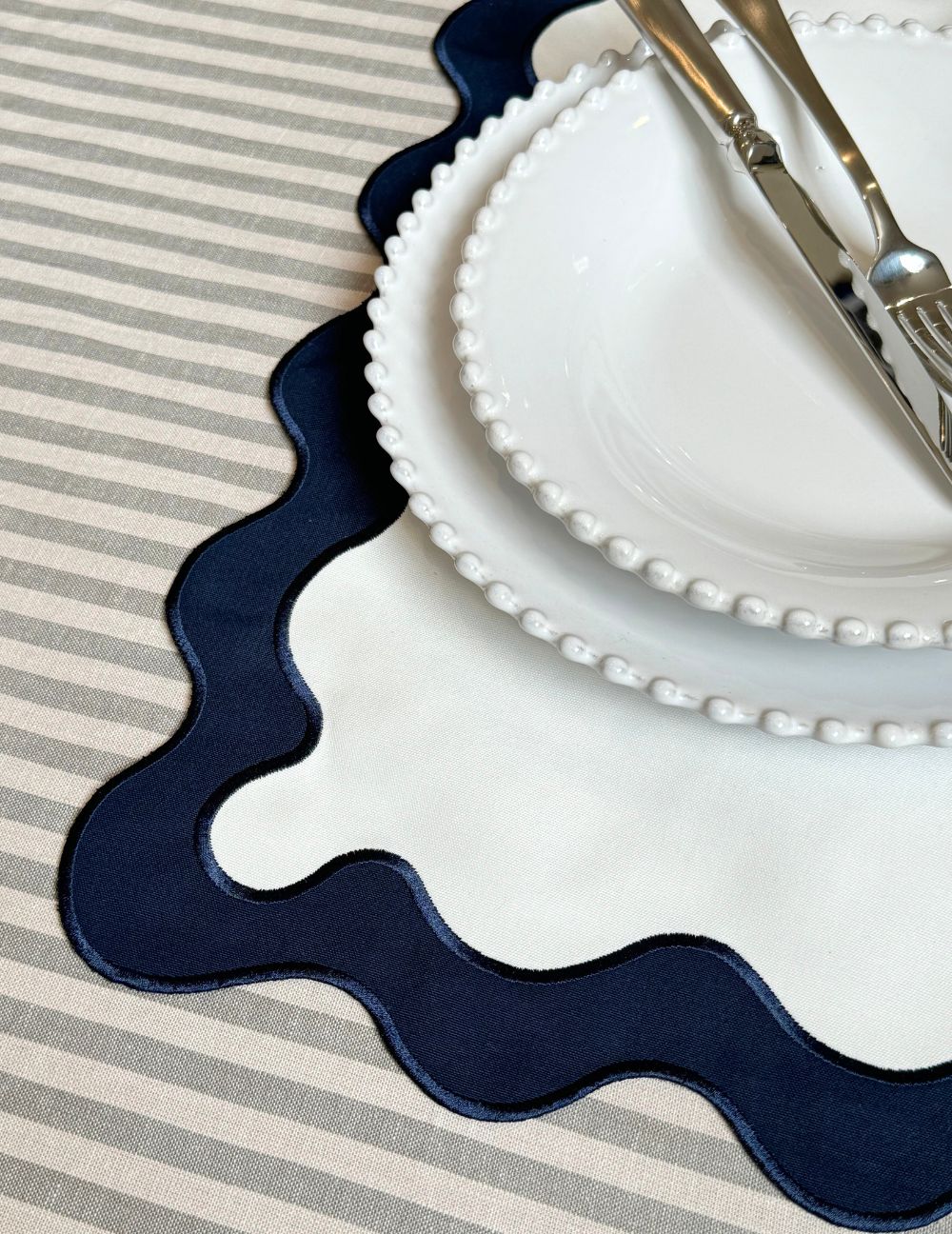 White & Navy Luxury Placemats