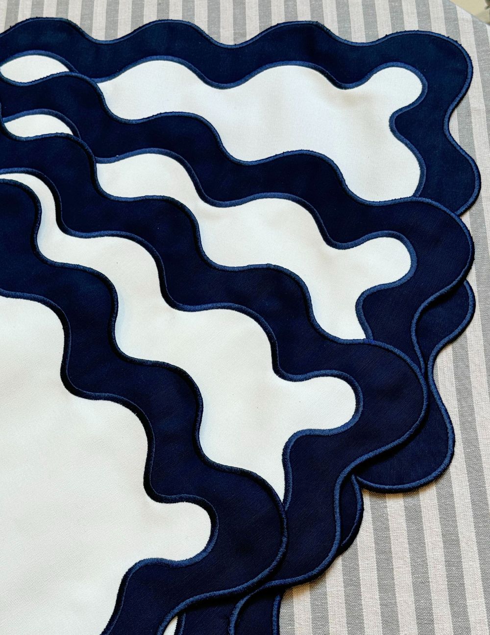 White & Navy Luxury Placemats