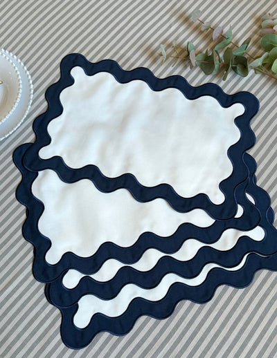 White & Navy Luxury Placemats