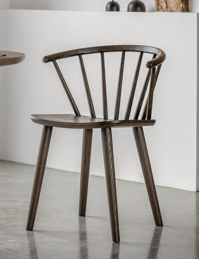 Albie Curved Back Wooden Dining Chair - Smoked