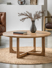 Albie Minimalist Round Coffee Table - Natural