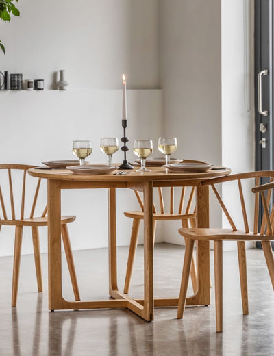 Albie Minimalist Round Dining Table - Natural