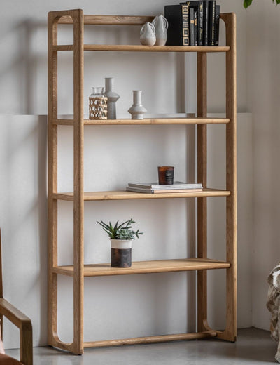 Albie Minimalist Tall Display Shelves - Natural