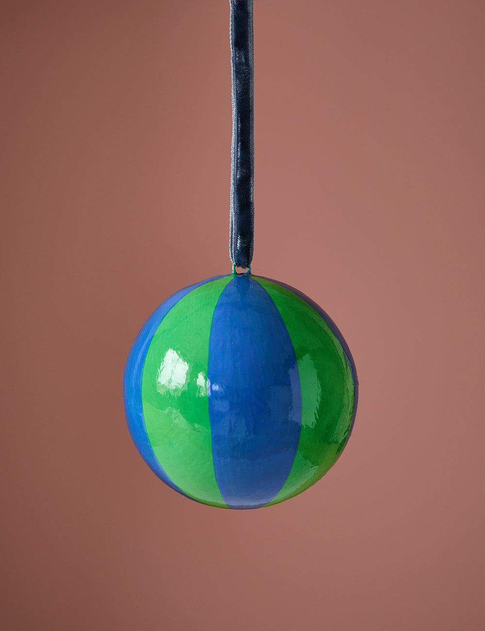 Blue & Green Vertical Stripe Bauble