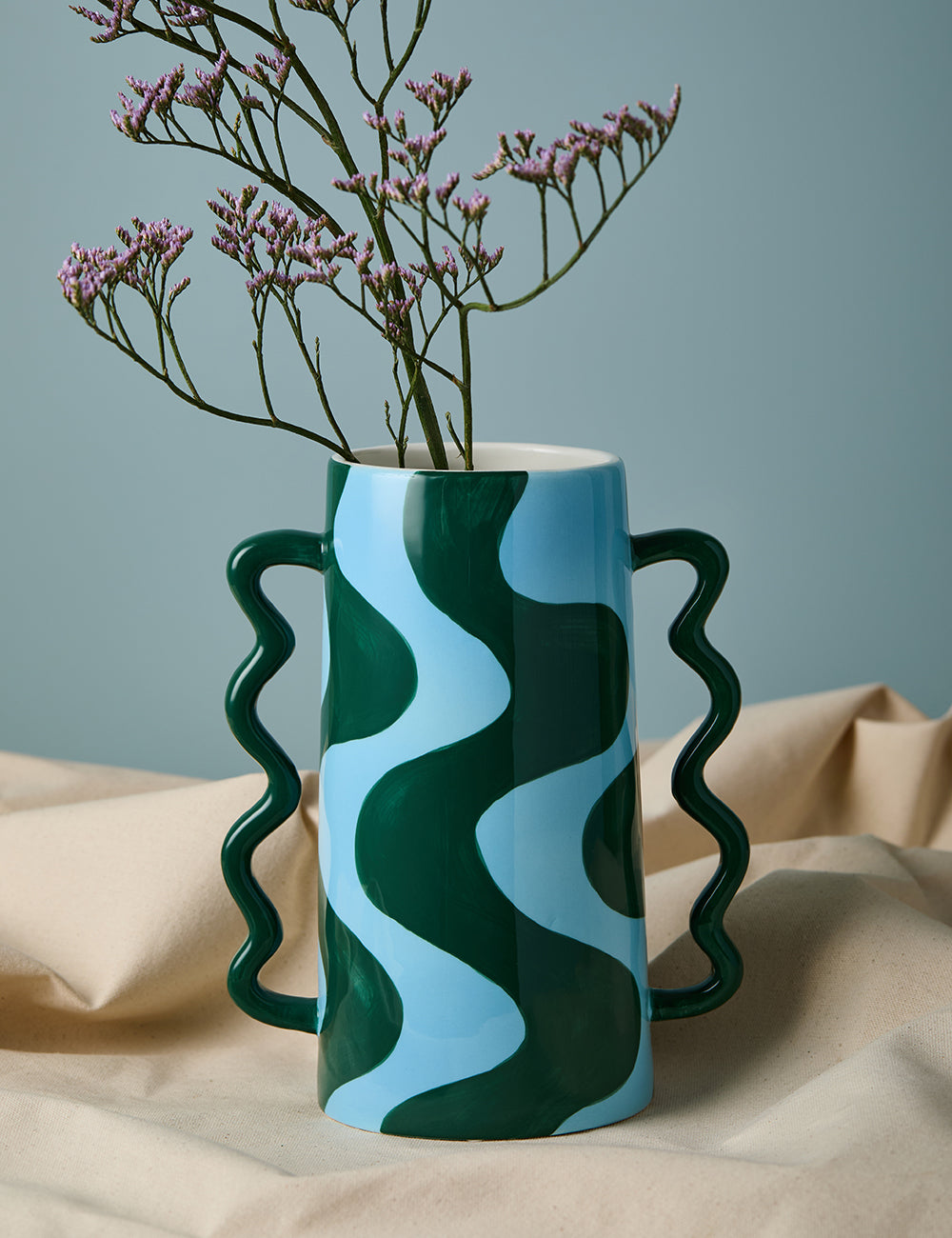 Blue & Green Sarai Wavy Vase