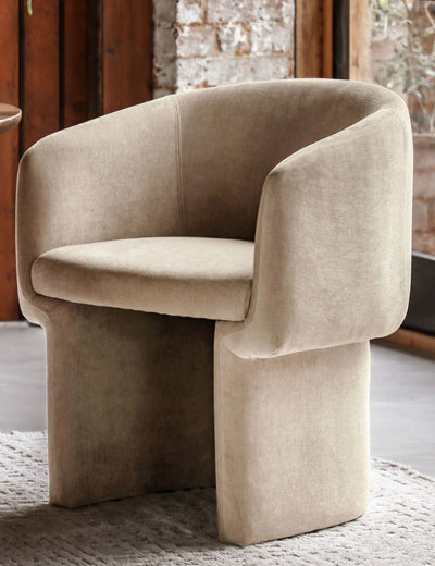 Emily Curved Upholstered Dining Chair - Cream