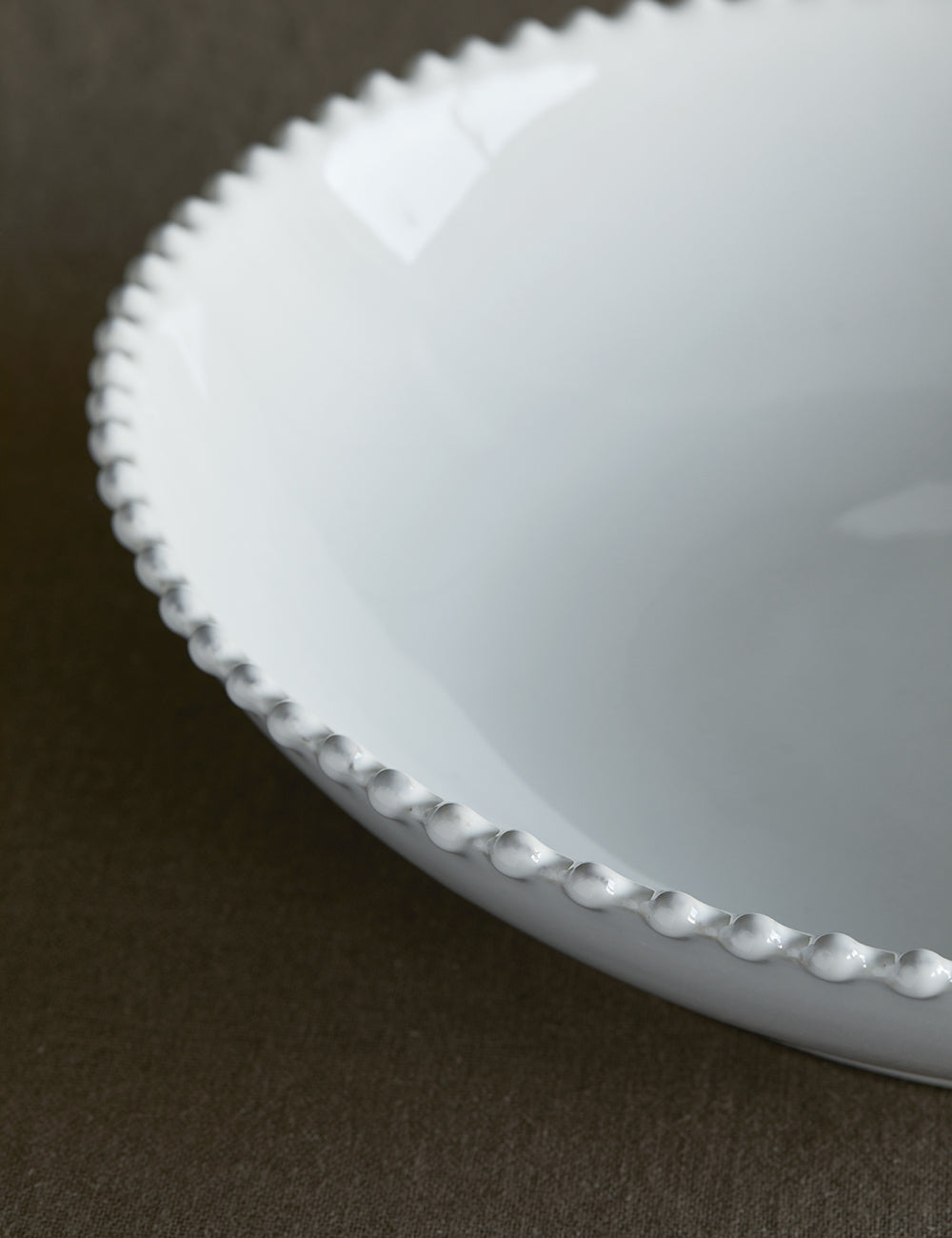 White Pearl Stoneware Round Serving Bowl