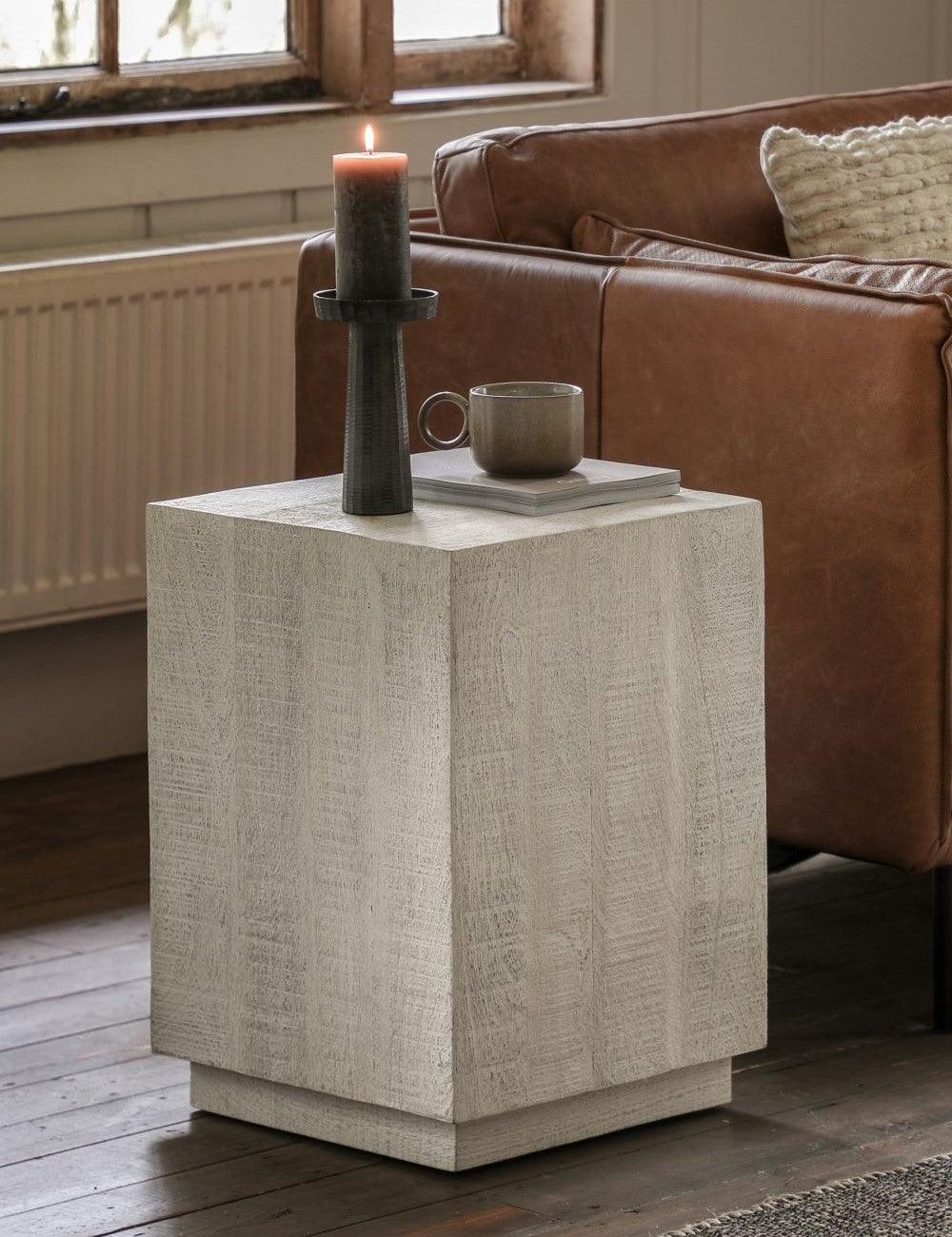 Freya Wooden Side Table - Whitewash