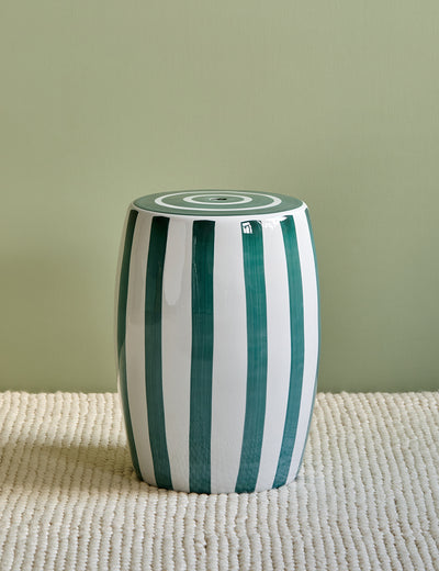 Green Striped Ceramic Side Table