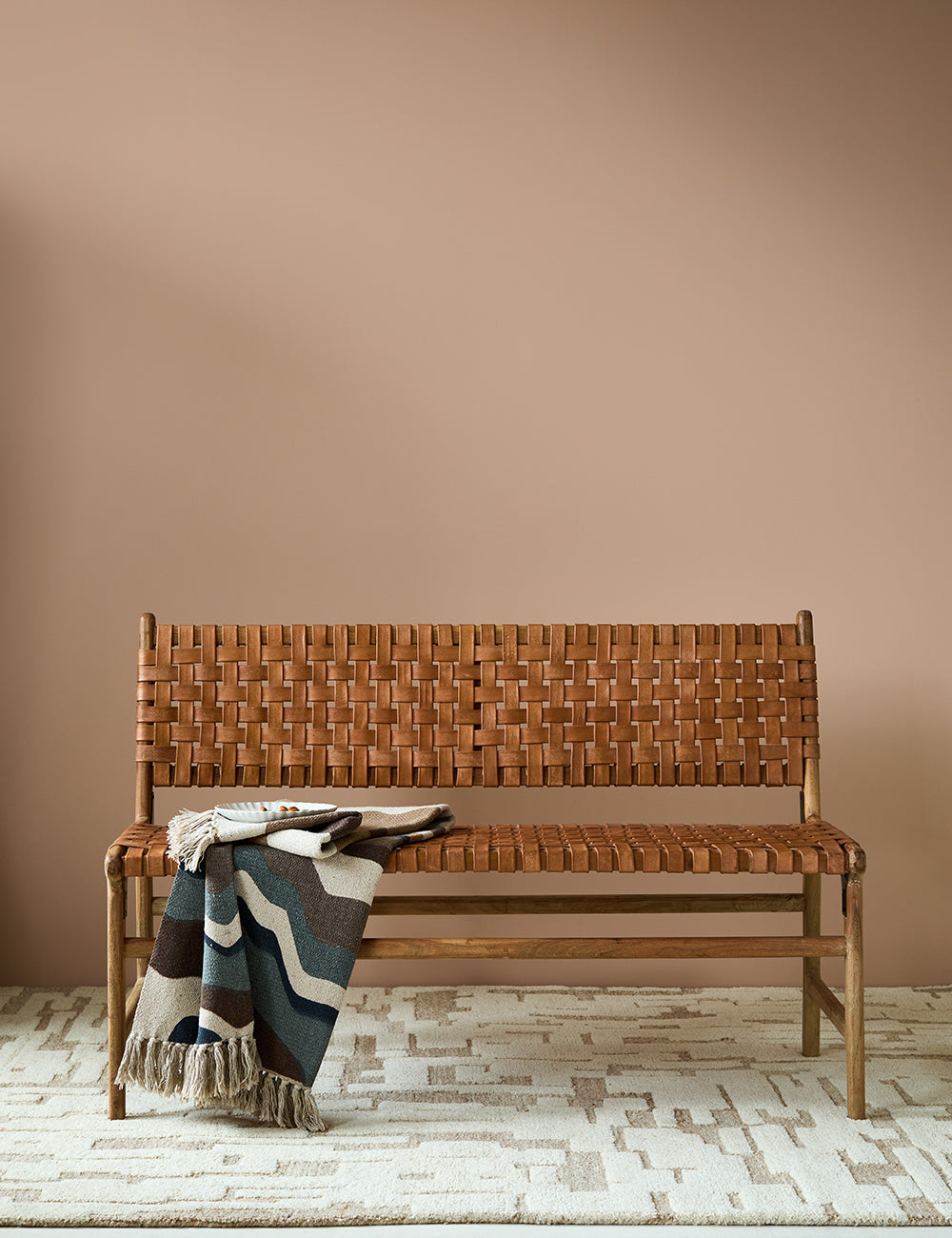 Nkuku Adembi Woven Leather Bench