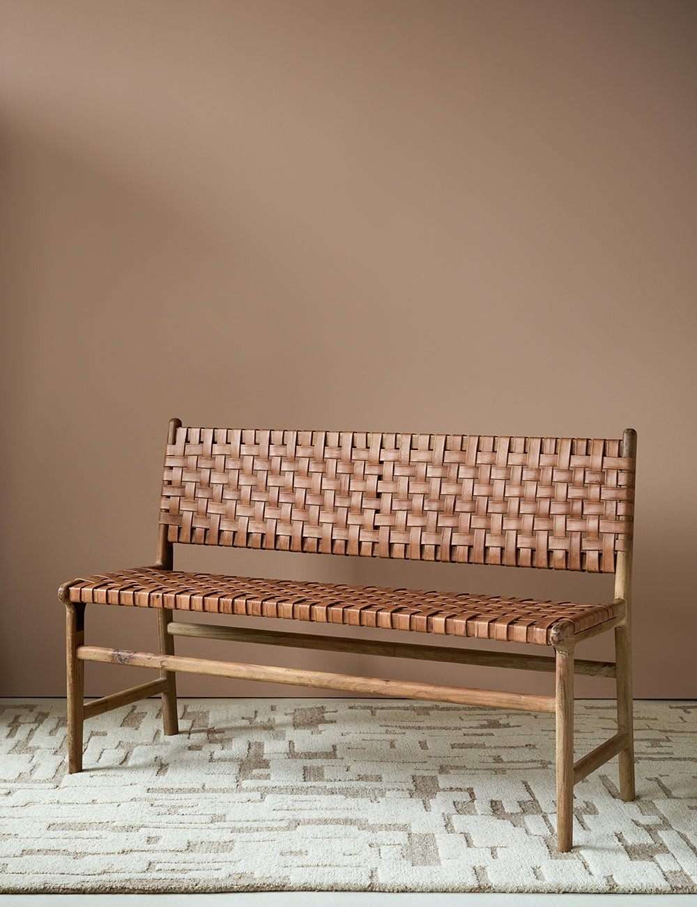 Nkuku Adembi Woven Leather Bench