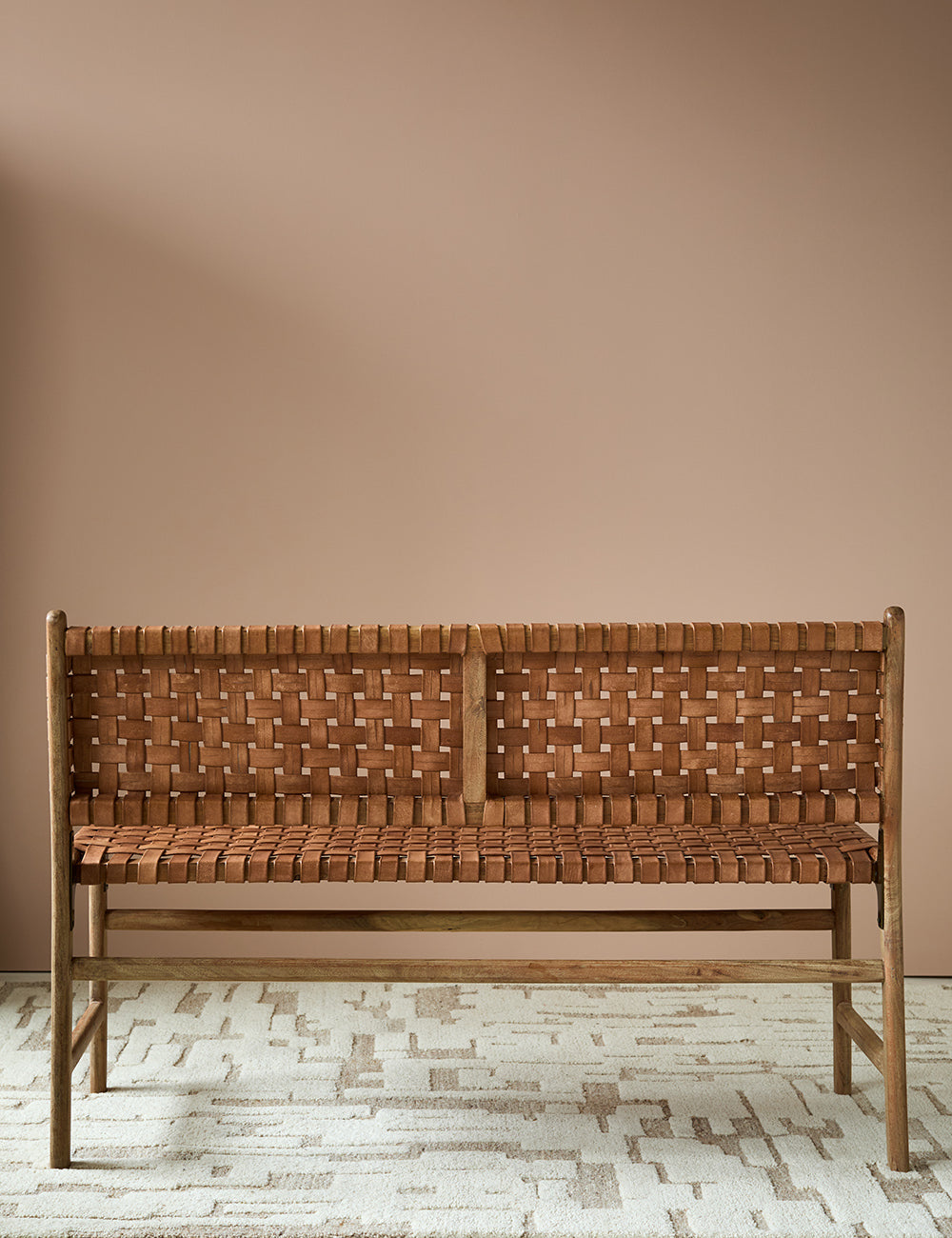 Nkuku Adembi Woven Leather Bench