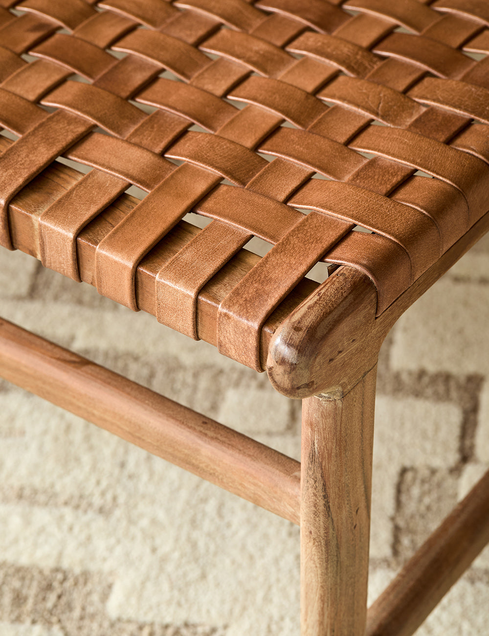 Nkuku Adembi Woven Leather Bench