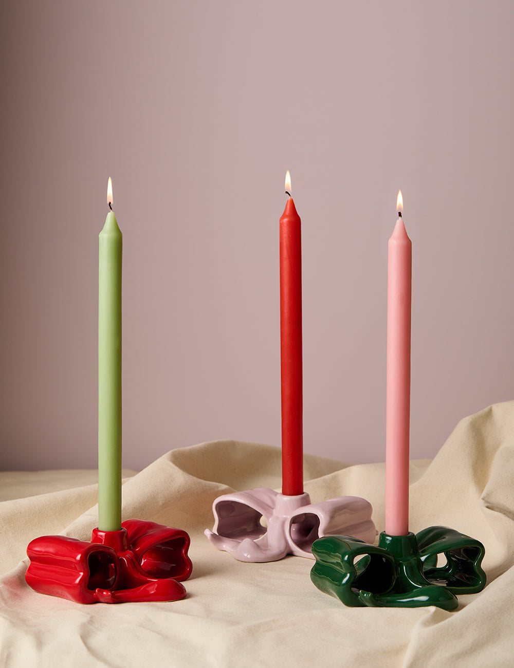 Olive Bow Candle Holder