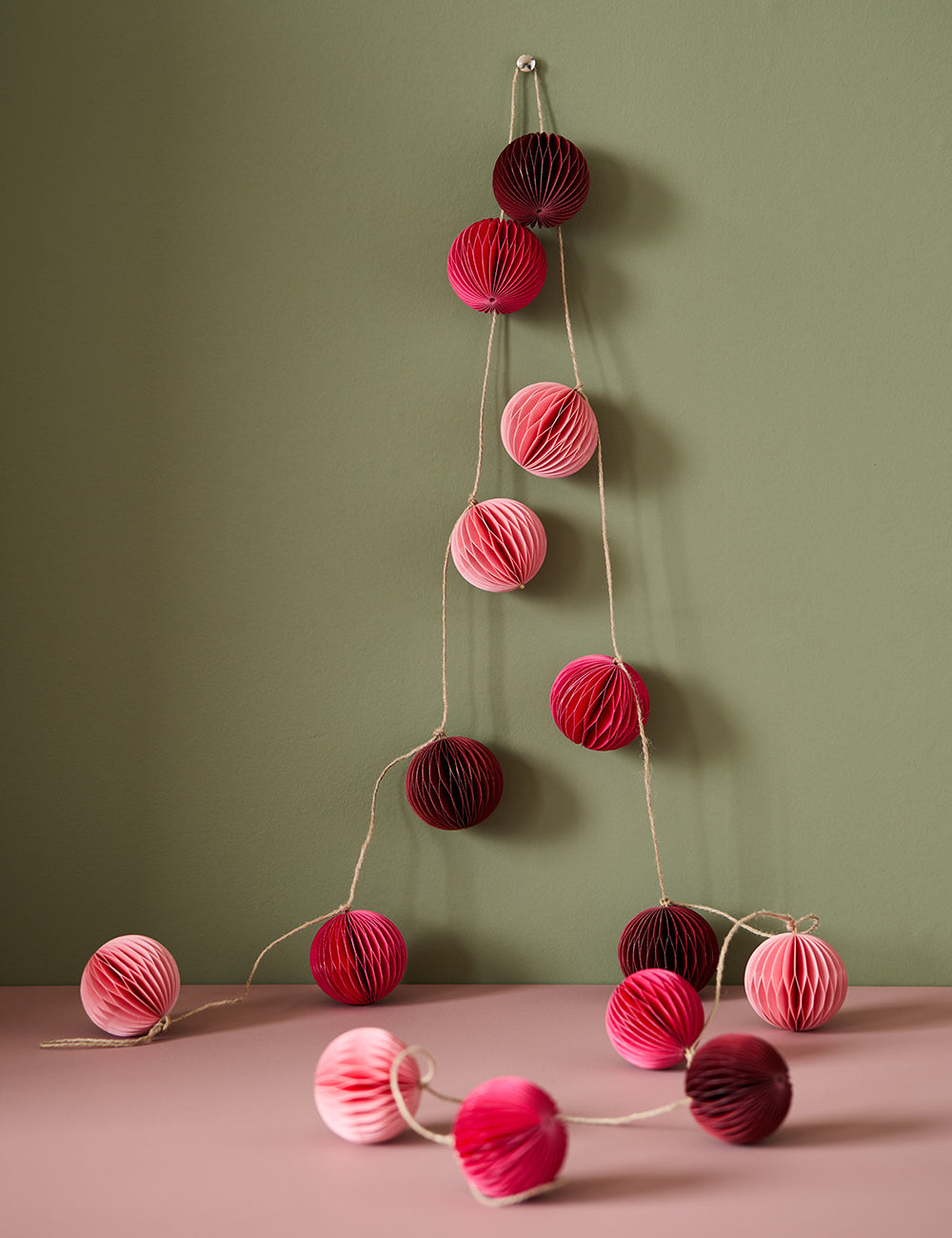 Pink Paper Origami Ball Garland