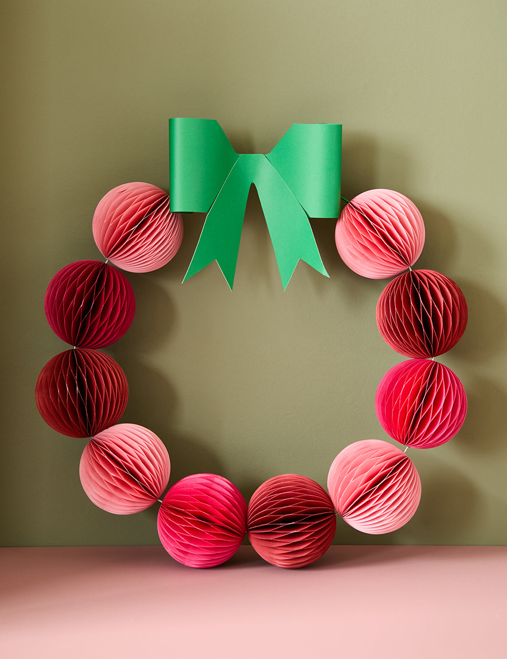 Pink Tones Paper Origami Balls Wreath