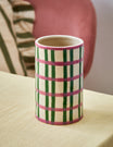 Pink & Green Chequered Vase