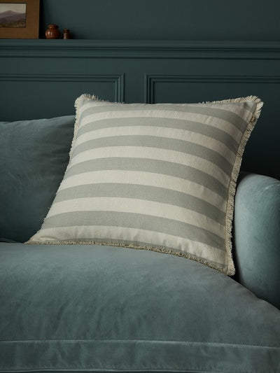 Sage Striped Square Cushion