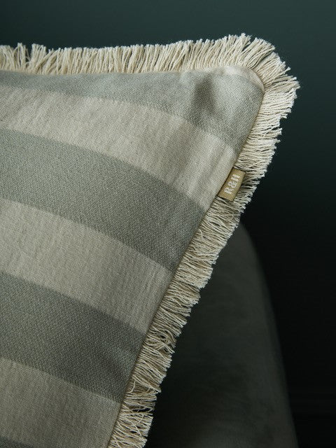 Sage Striped Square Cushion