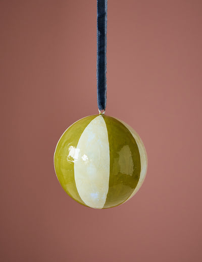 Sage and Light Blue Vertical Stripe Bauble