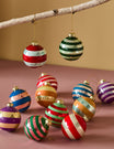 Set of 12 Stripey Baubles