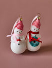 Set of 2 Retro Snowmen Decorations