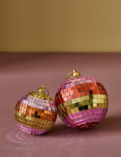 Set of 2 Striped Disco Balls