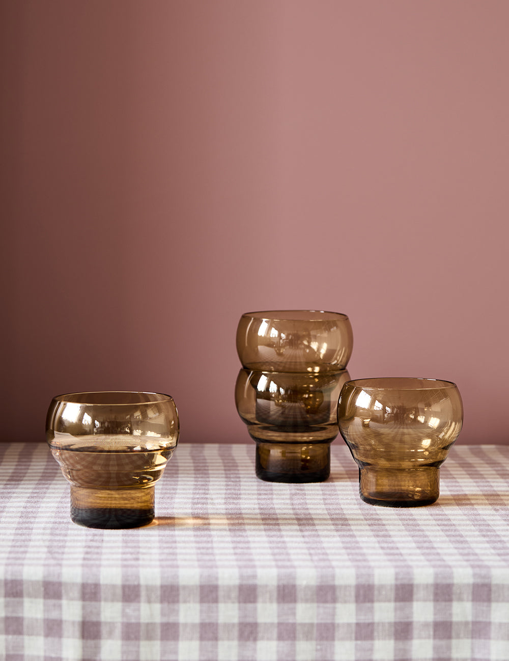 HKliving Set of 4 70's Amber Bulb Glasses