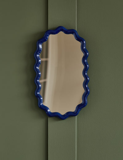 Small Oval Blue Wavy Mirror