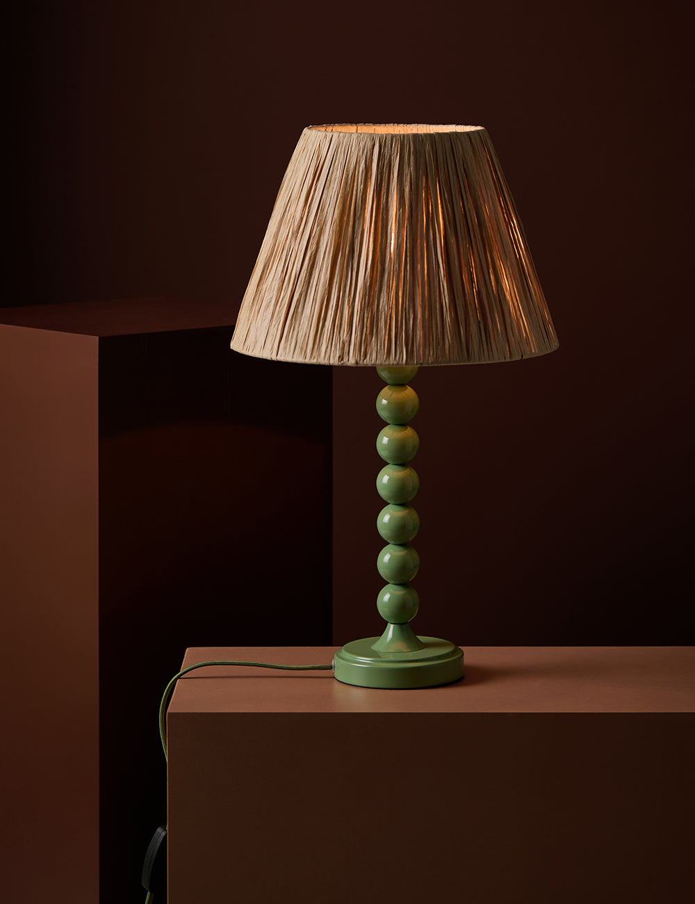 Thimble Lamp Base in Moss Green