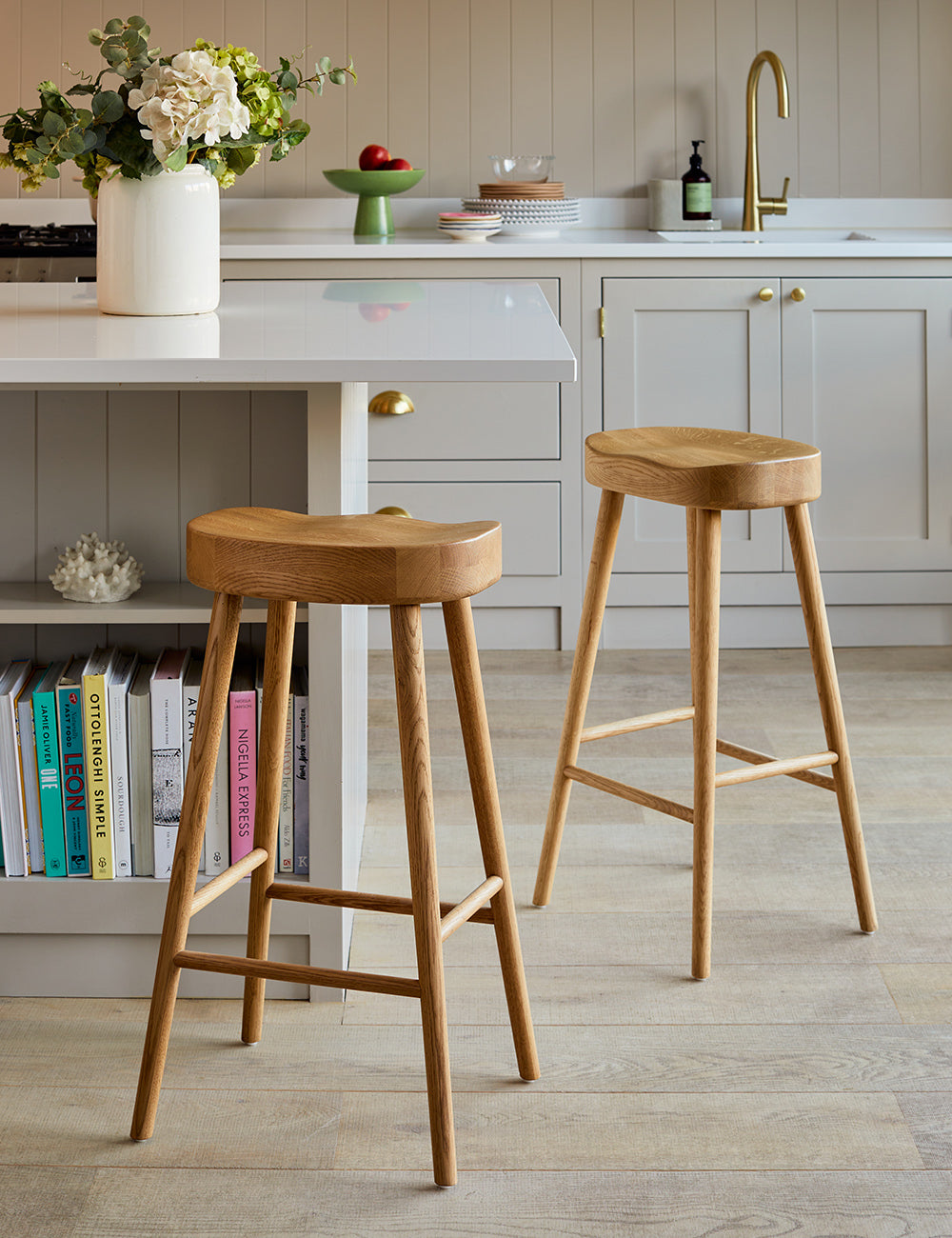 Weathered oak and metal counter deals stool