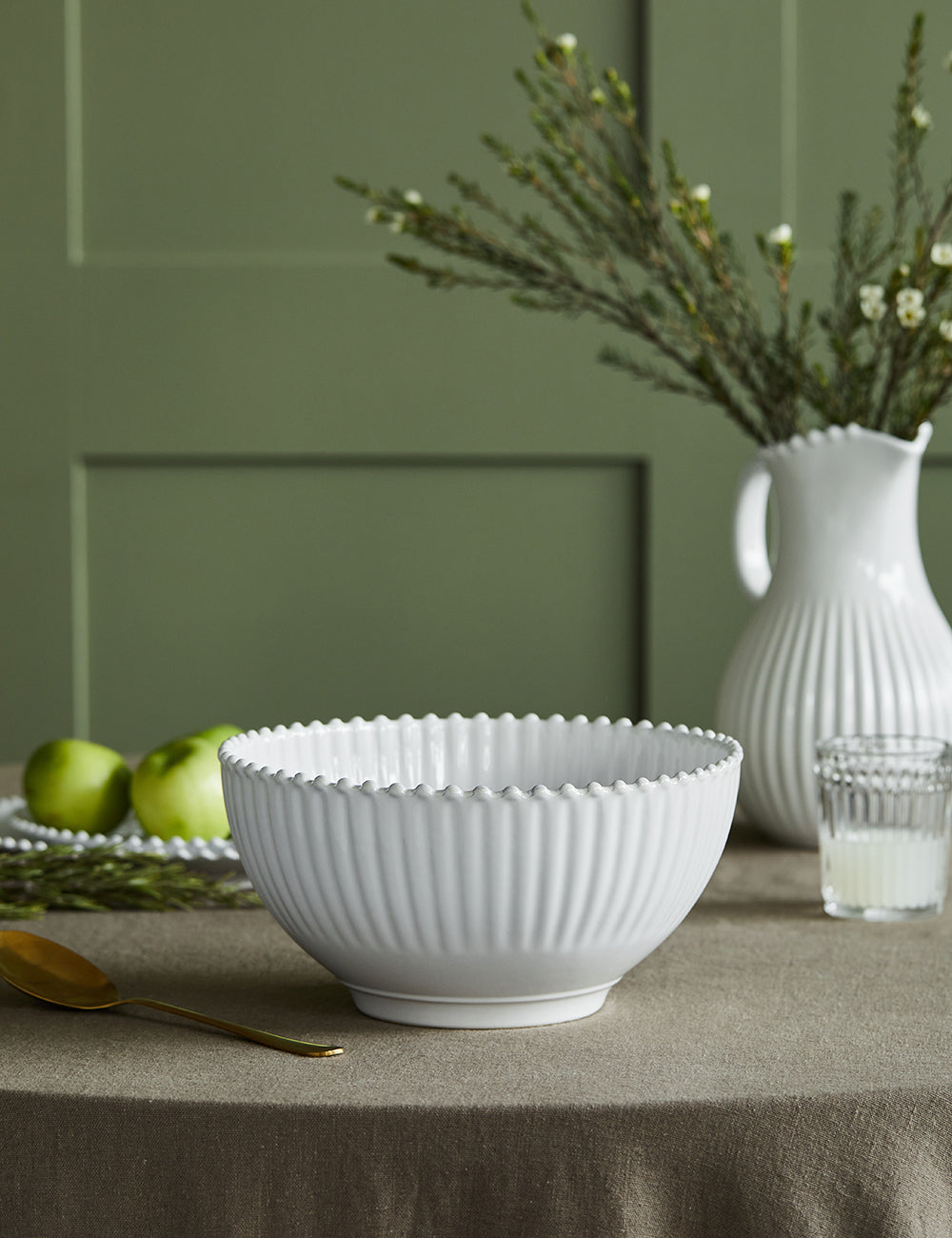 White Pearl Stoneware Serving Bowl