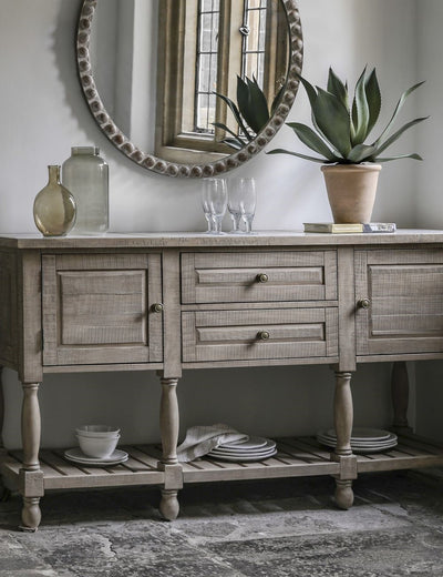 William Open Marble Topped Sideboard