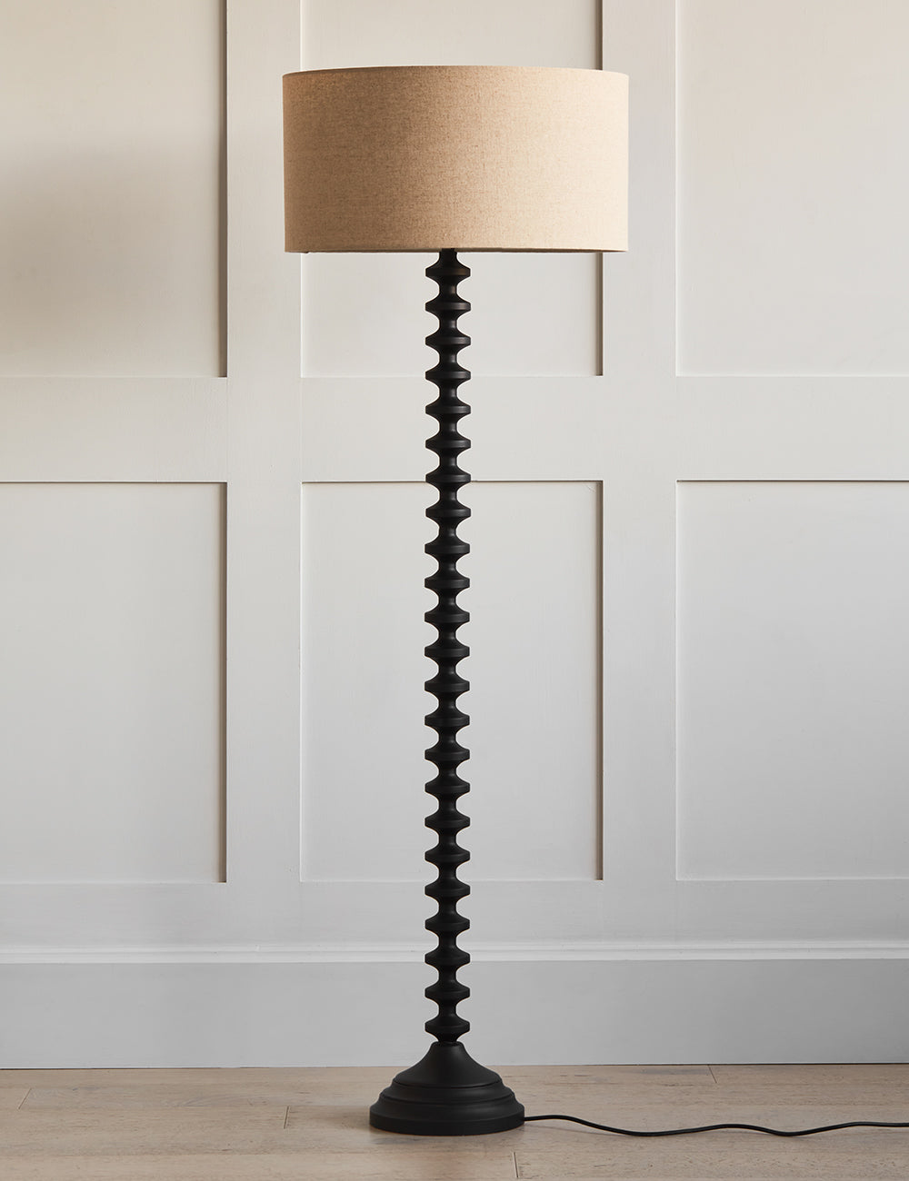 Black Bobbin Base Floor Lamp 