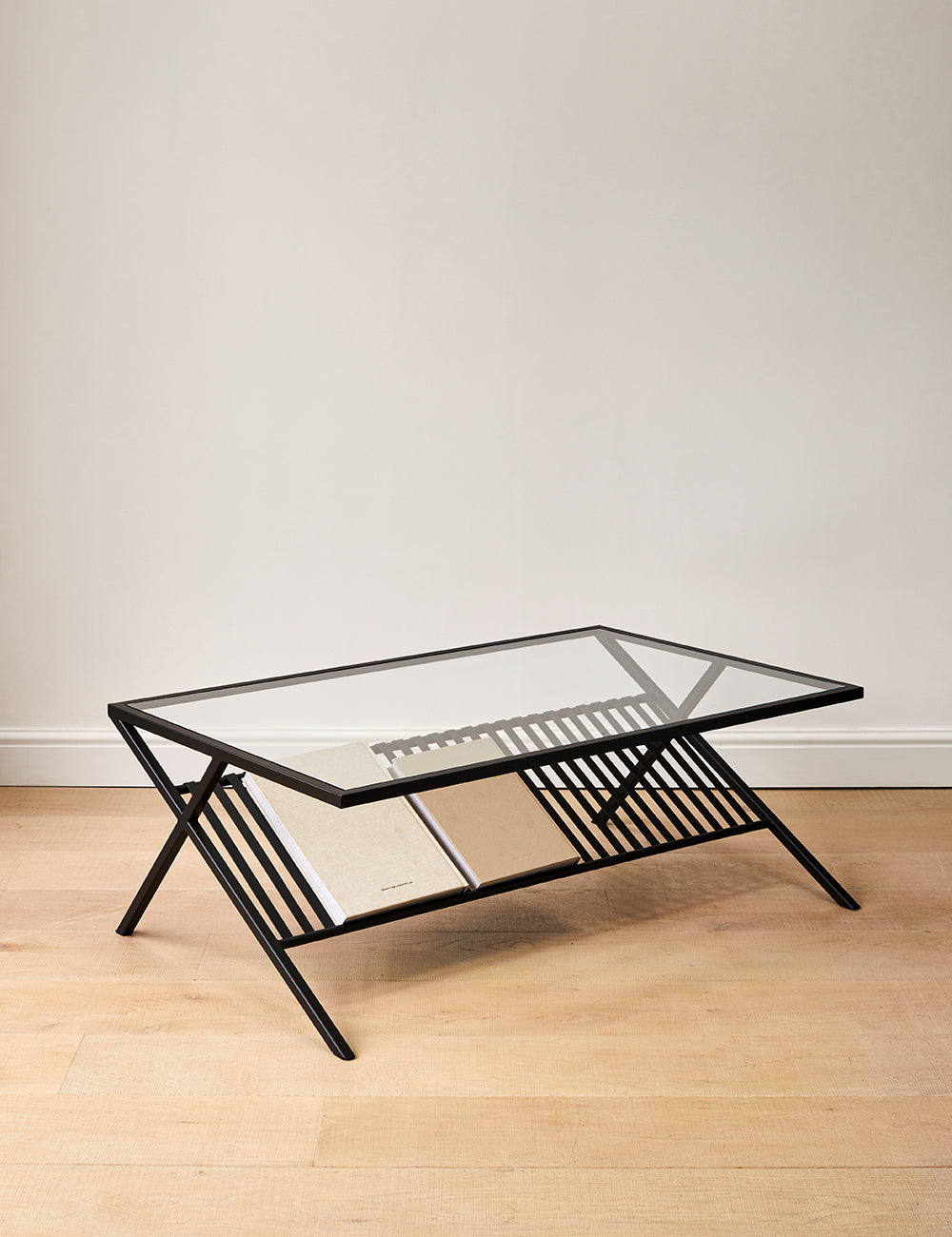 Black iron and online glass side table